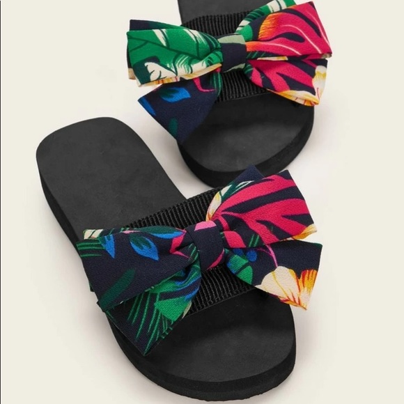 Shoes - NEW Boutique! Colorful Bow Slides With Big Bow